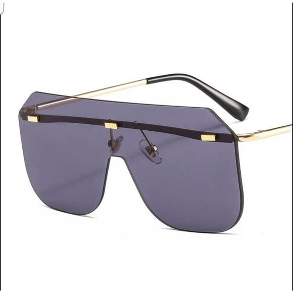 Unisex Rimless Black Sunglasses - Picture 9 of 9